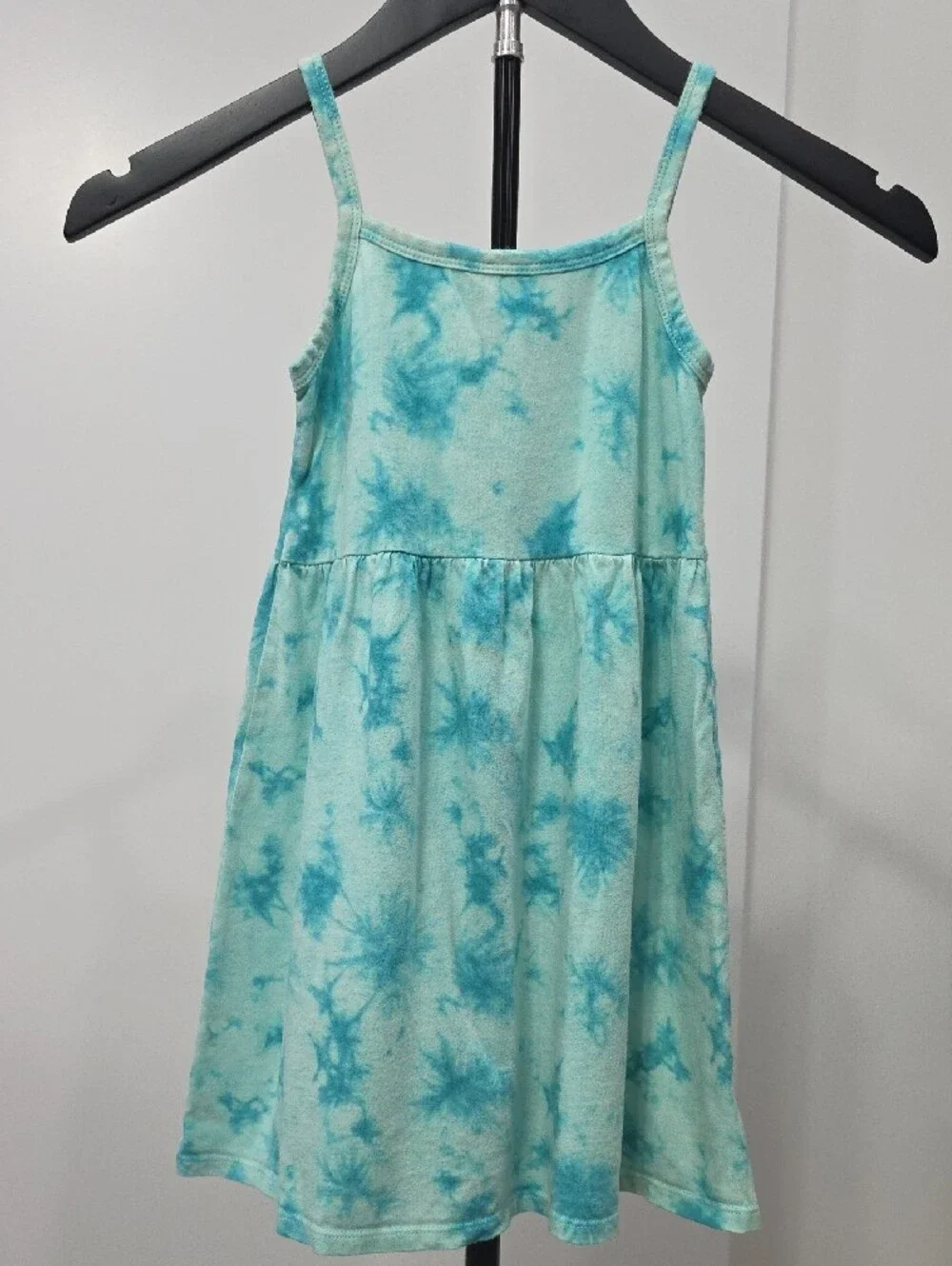 Girl's Old Navy 4T Aqua Tie-Dye Flare Sundress Thin Straps Straight Neckline T17